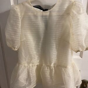 Elegant Cream Puff Sleeve Blouse